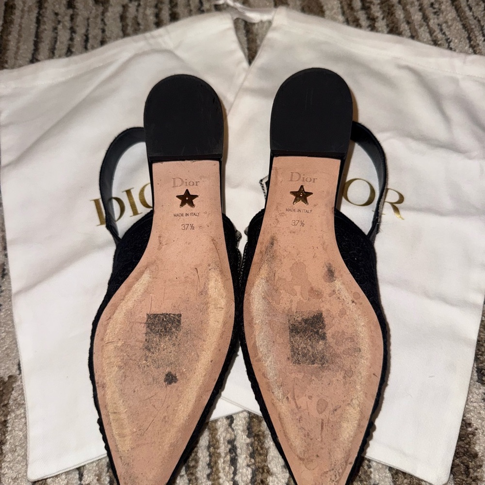 Dior Black Flats with Elegant Slingback Design - Picture 2 of 5
